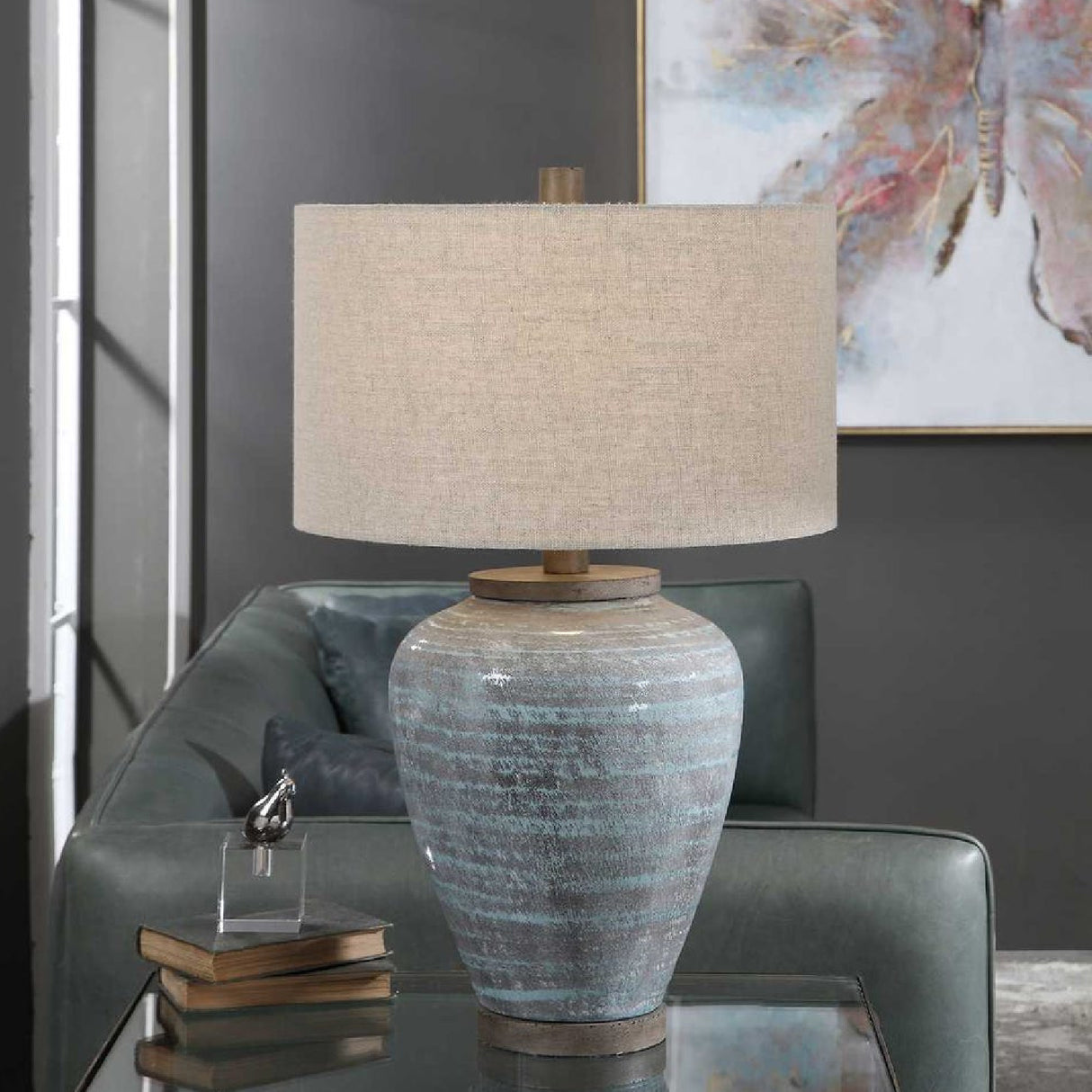   Blue Crackled Ceramic Table Lamp | Oroa.com