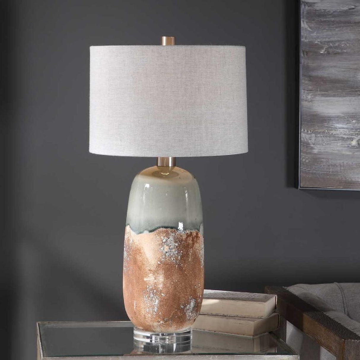   Terracotta & Green Ceramic Table Lamp | Oroa.com