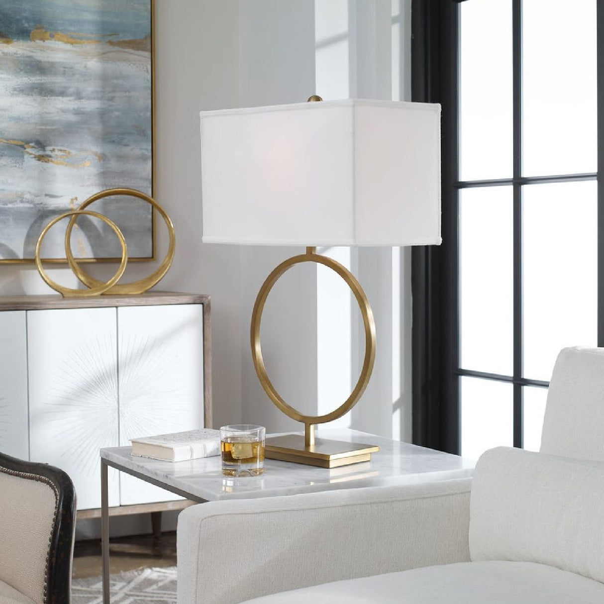   Brushed Brass Ring Table Lamp | Oroa.com