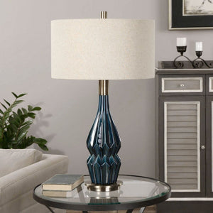   Blue Faceted Ceramic Table Lamp | Oroa.com