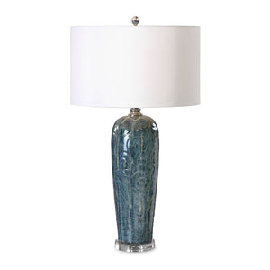   Blue Ceramic Embossed Table Lamp | Oroa.com