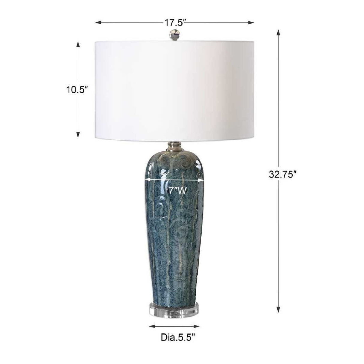   Blue Ceramic Embossed Table Lamp | Oroa.com