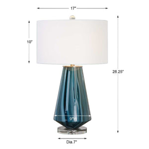   Teal Gray Glass Table Lamp | Oroa.com