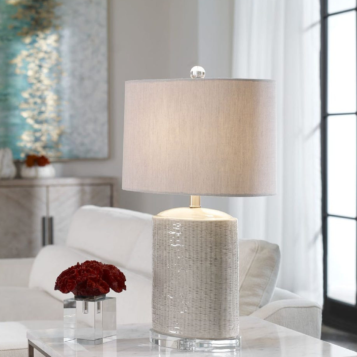   Textured Oval Ceramic Table Lamp | Oroa.com