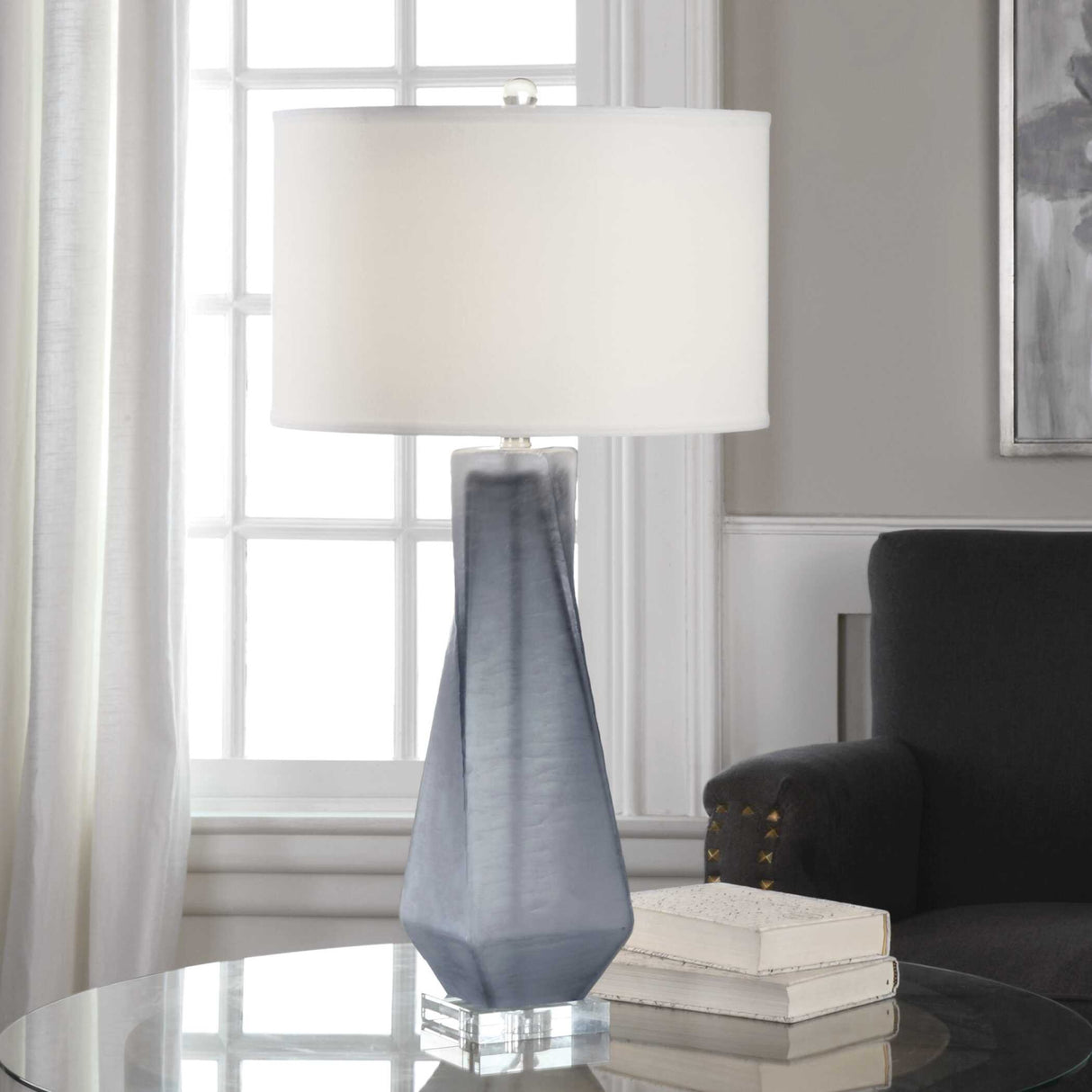   Twisted Gray Glass Table Lamp | Oroa.com