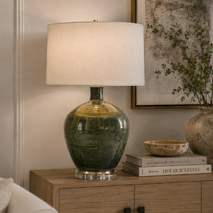   Green Glazed Ceramic Table Lamp | Oroa.com