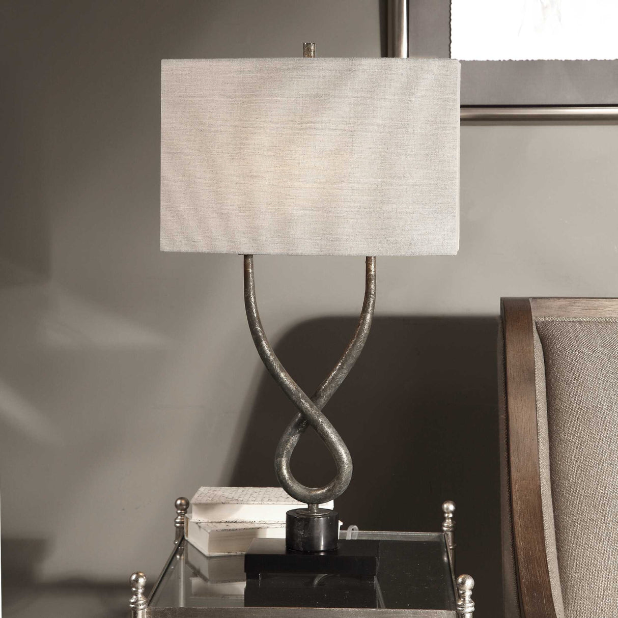   Twisted Aged Silver Table Lamp | Oroa.com
