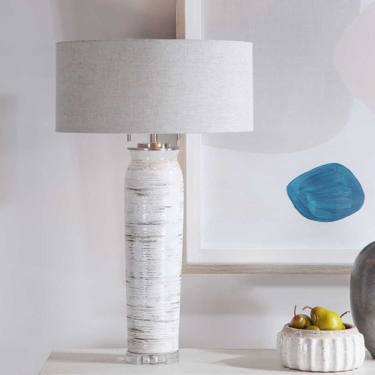   Beige Linen Shade Table Lamp | Oroa.com