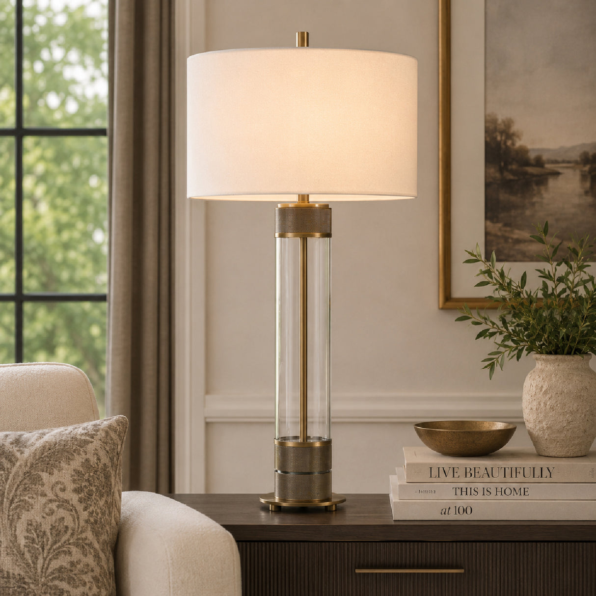   Cylindrical Clear Glass Table Lamp | Oroa.com