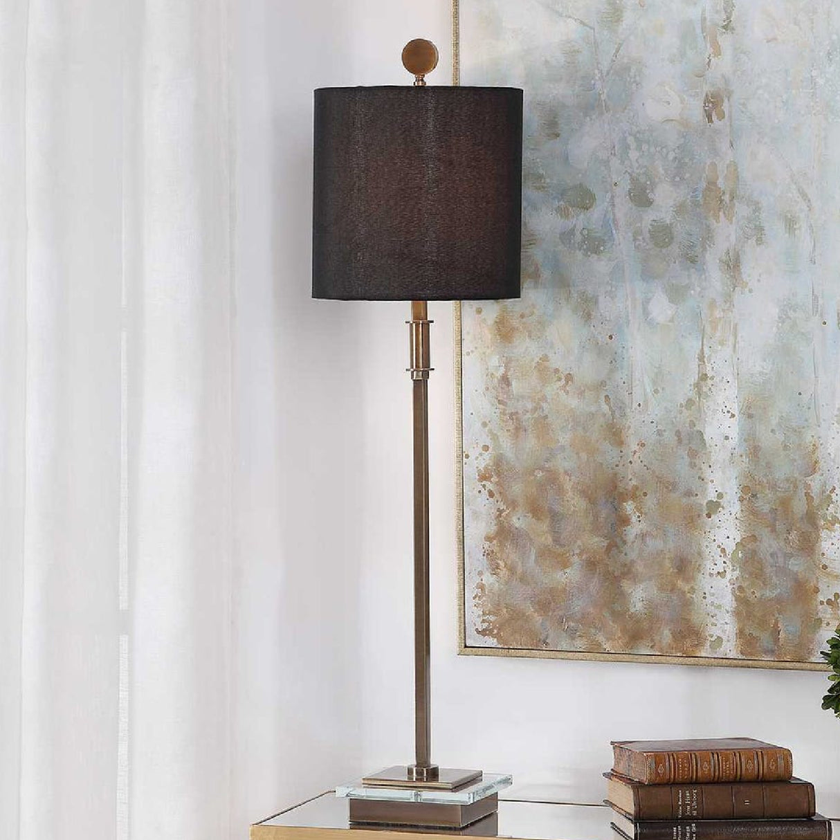   Black Linen Table Lamp | Oroa.com