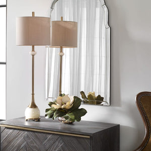   Polished White Marble Buffet Lamp | Oroa.com