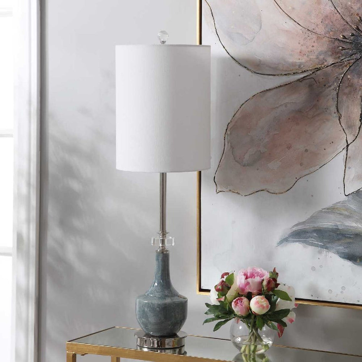   Mottled Blue Ceramic Buffet Lamp | Oroa.com