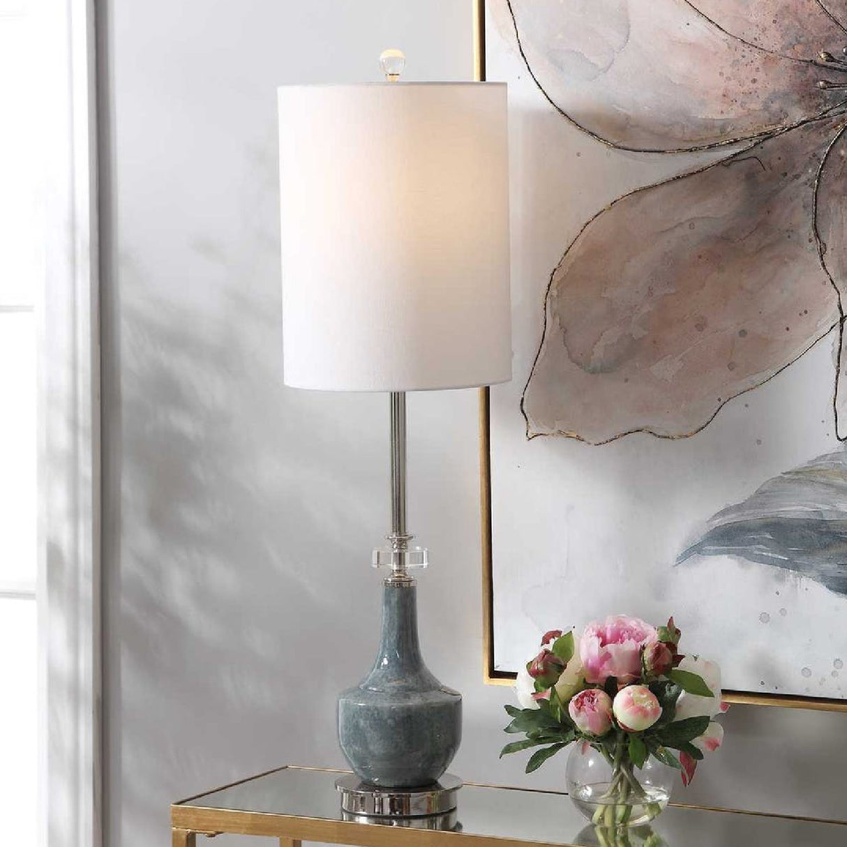   Mottled Blue Ceramic Buffet Lamp | Oroa.com
