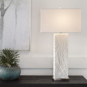   Carved White Stone Table Lamp | Oroa.com