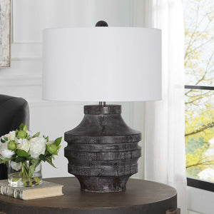   Black Wooden Rustic Table Lamp | Oroa.com