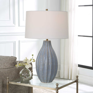   Scalloped Blue Ceramic Table Lamp | Oroa.com