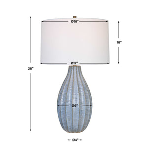   Scalloped Blue Ceramic Table Lamp | Oroa.com