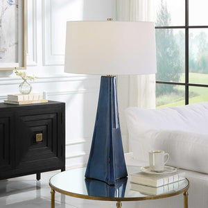   Tapered Blue Ceramic Table Lamp | Oroa.com