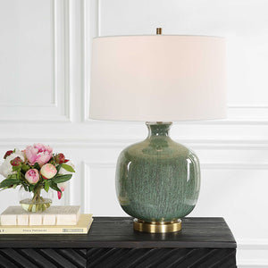   Aged Green Glass Table Lamp | Oroa.com