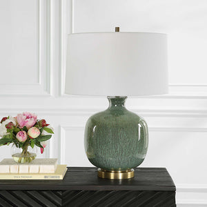   Aged Green Glass Table Lamp | Oroa.com