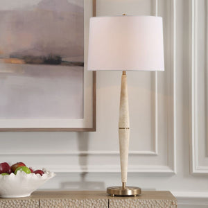   Beige Travertine Conical Table Lamp | Oroa.com