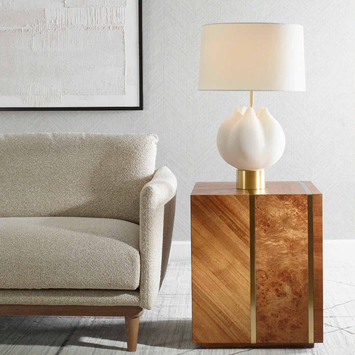   White Porcelain Flower-Inspired Table Lamp | Oroa.com