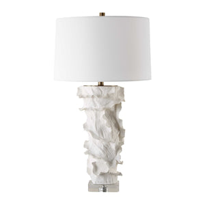   White Ceramic Ridged Table Lamp | Oroa.com