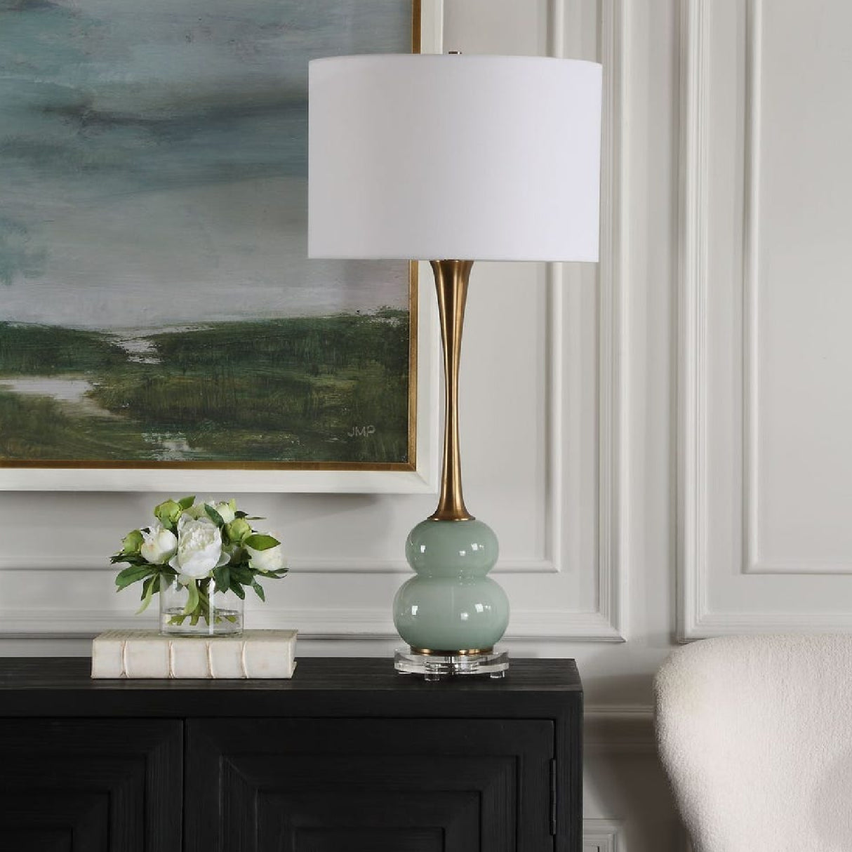   Gray Glass Table Lamp | Oroa.com