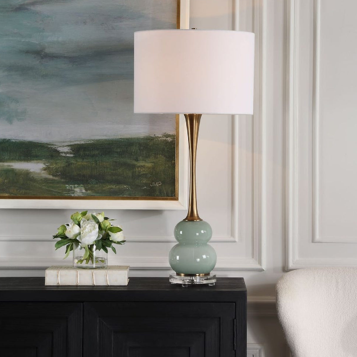   Gray Glass Table Lamp | Oroa.com