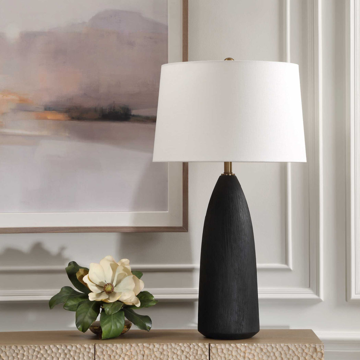   Textured Black Ceramic Table Lamp | Oroa.com