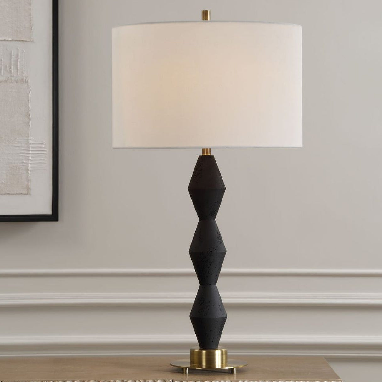   Geometrical Black Stone Table Lamp | Oroa.com