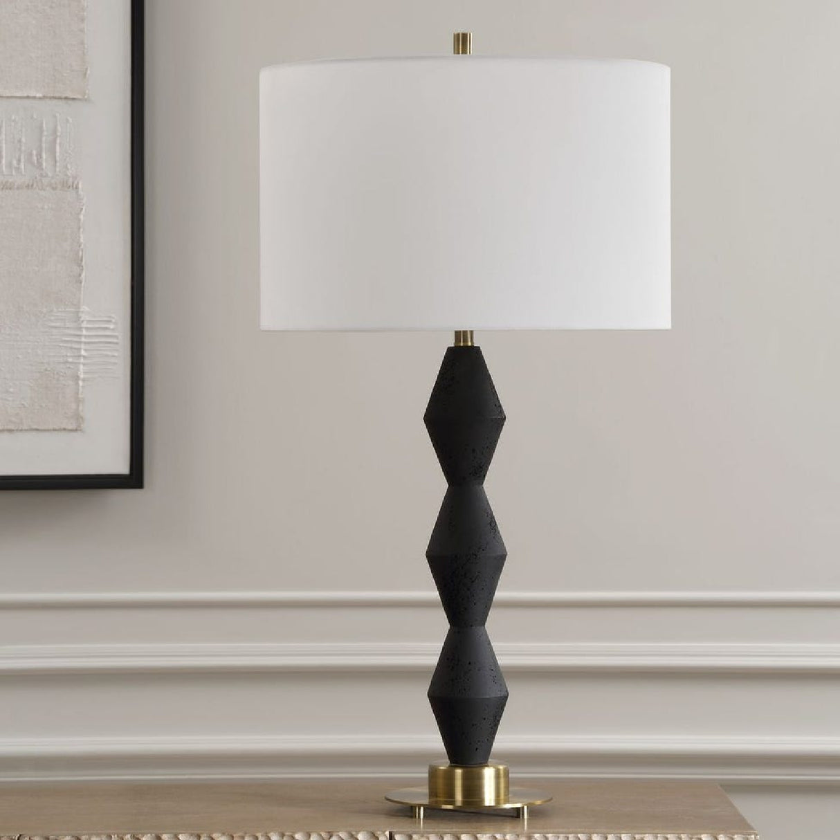  Geometrical Black Stone Table Lamp | Oroa.com