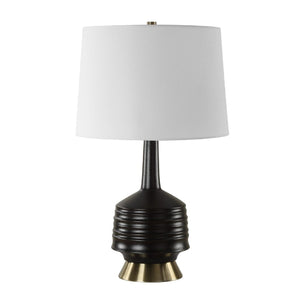   Black Ribbed Ceramic Table Lamp | Oroa.com