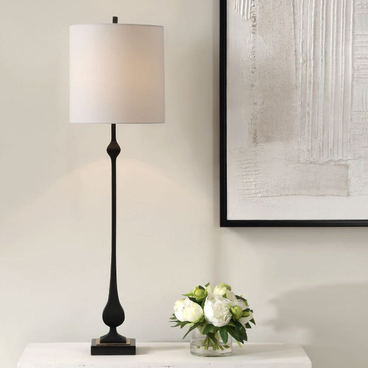   Satin Black Buffet Lamp | Oroa.com
