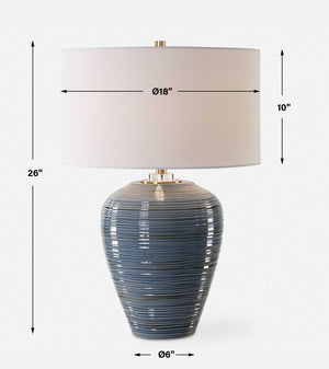   Ribbed Blue Ceramic Table Lamp | Oroa.com