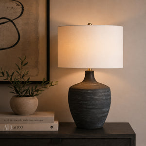  Ribbed Gray Ceramic Table Lamp | Oroa.com