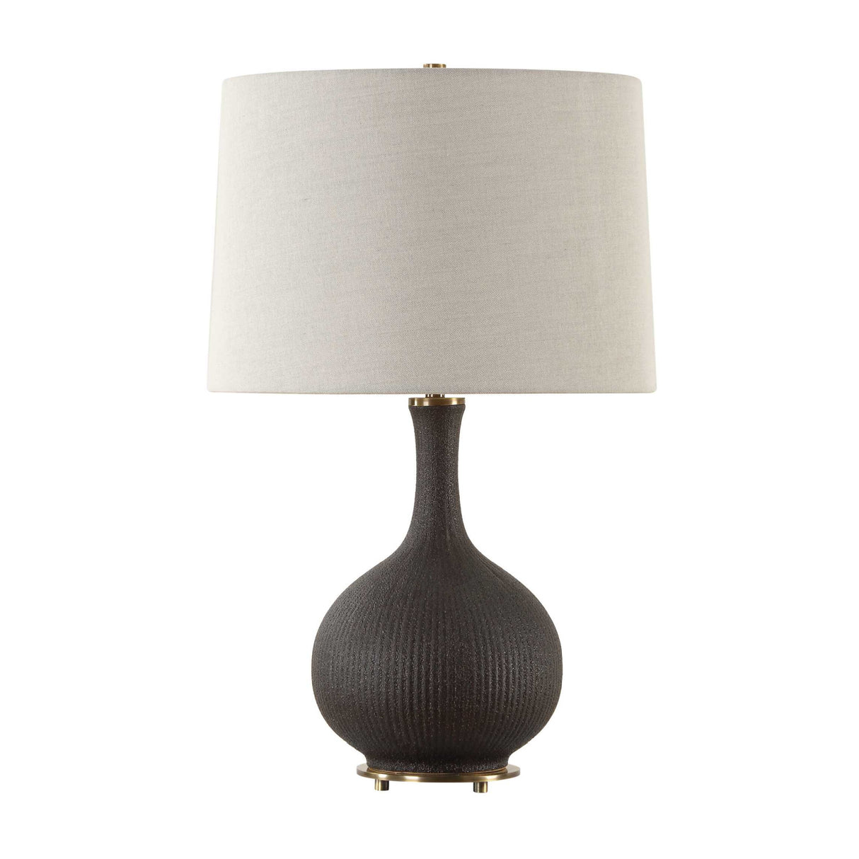   Ribbed Black Ceramic Table Lamp | Oroa.com