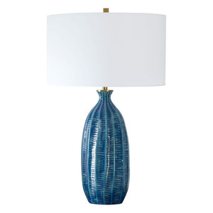   Blue Organic-Fluted Ceramic Table Lamp | Oroa.com