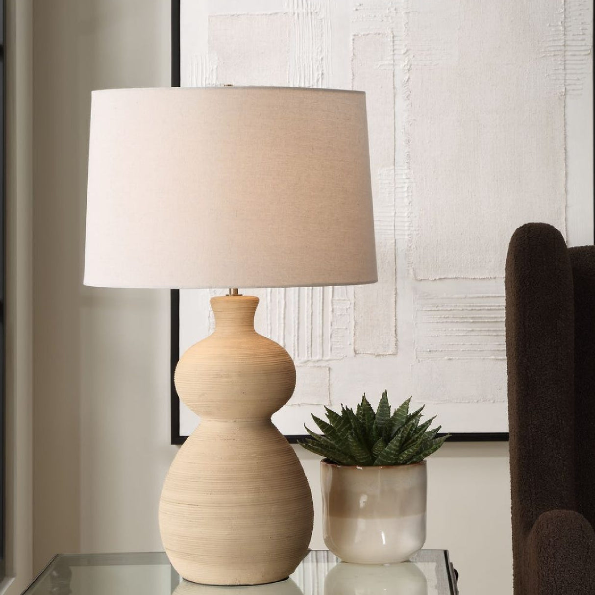   Beige Textured Ceramic Table Lamp | Oroa.com