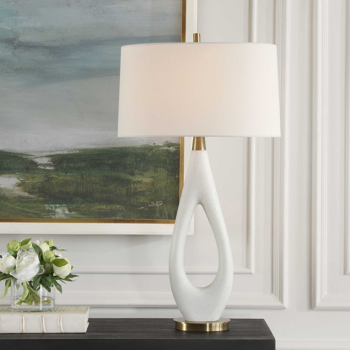   White Stone Table Lamp | Oroa.com