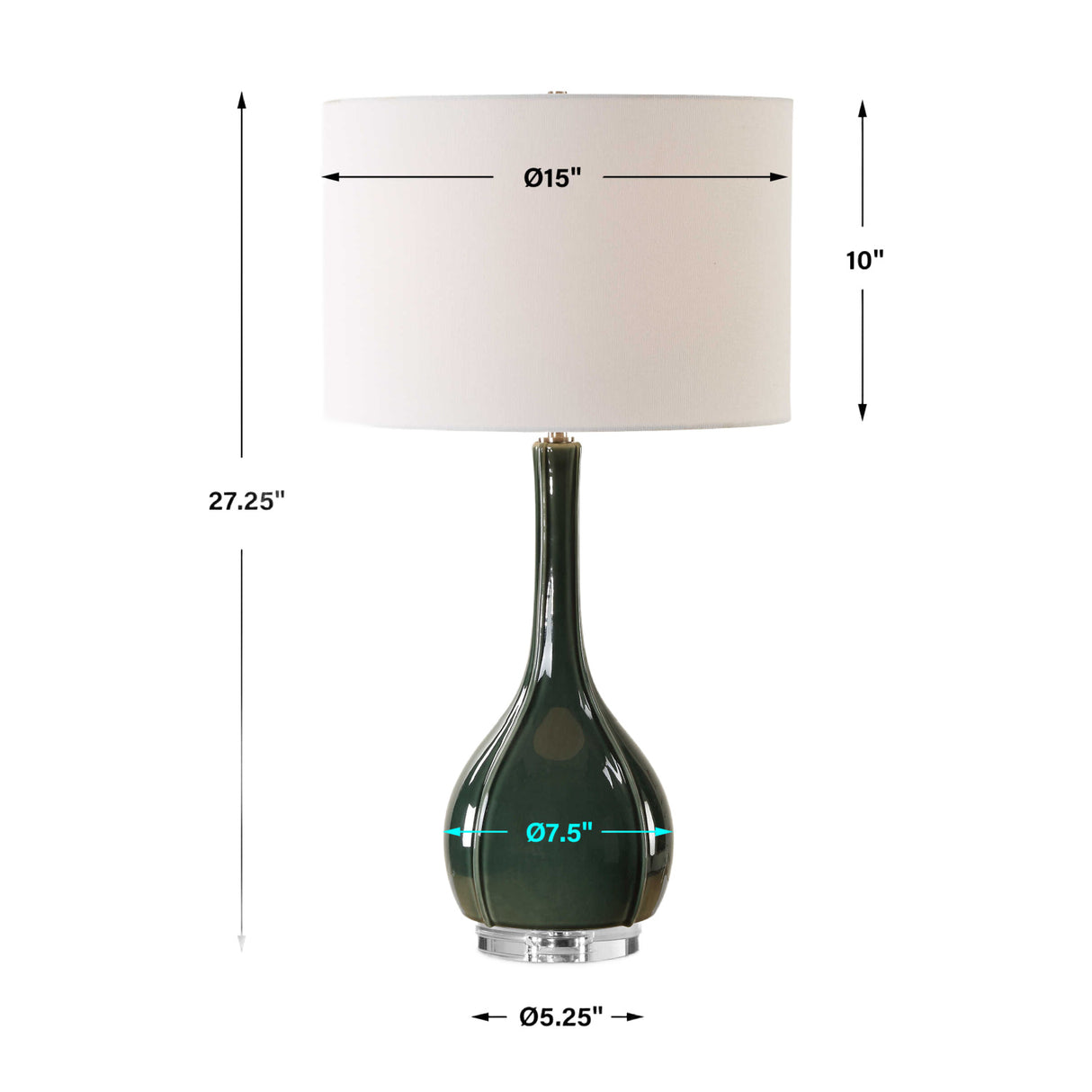   Green Ceramic Fluted Table Lamp | Oroa.com