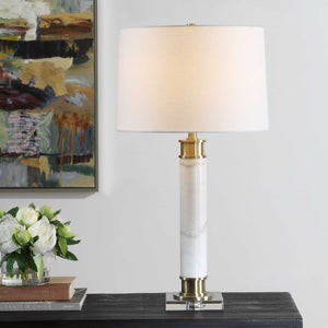  White Marble Column Table Lamp | Oroa.com