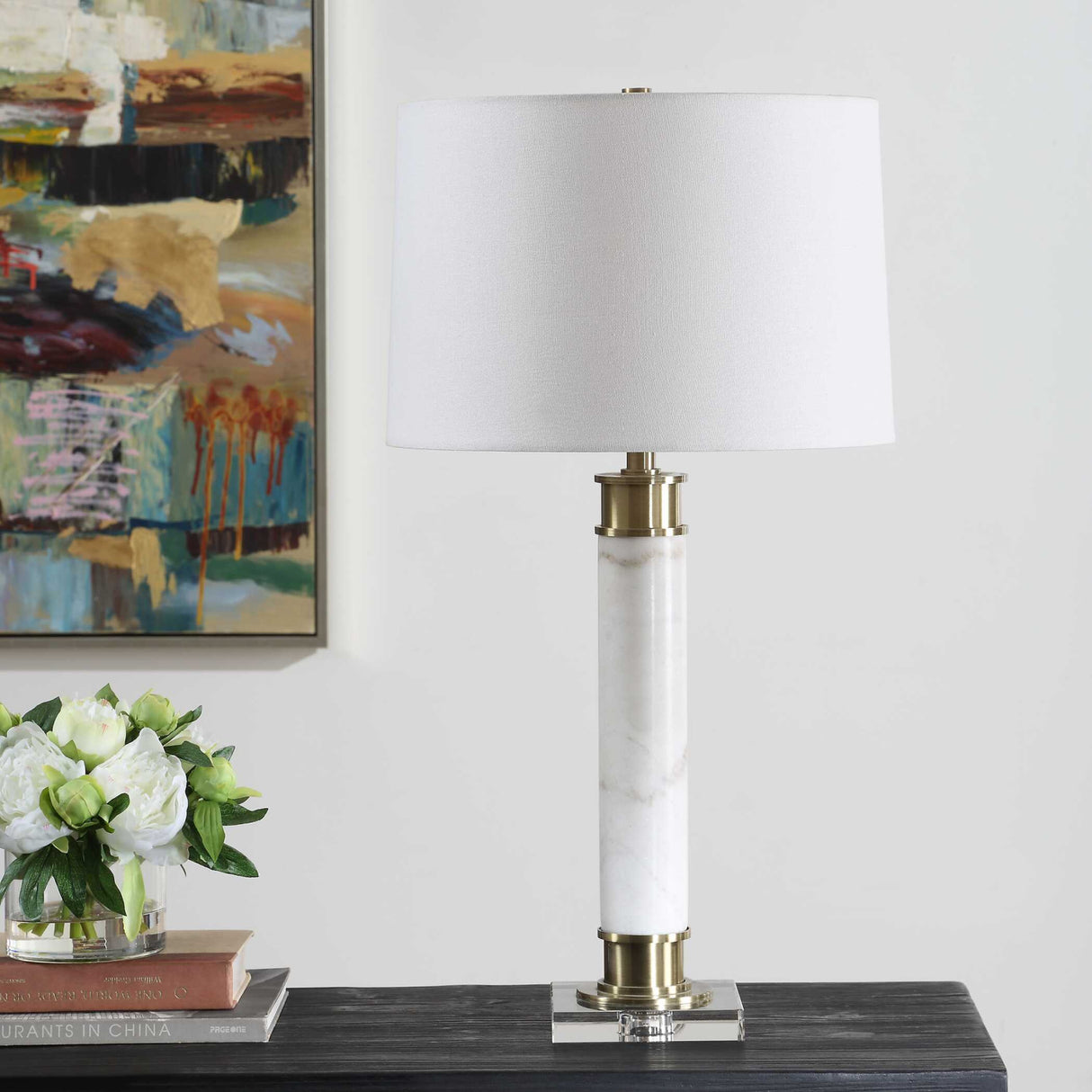   White Marble Column Table Lamp | Oroa.com