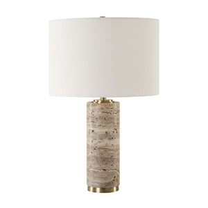   Honed Travertine Table Lamp | Oroa.com