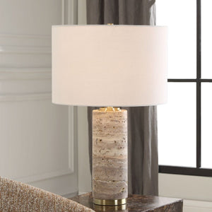   Honed Travertine Table Lamp | Oroa.com