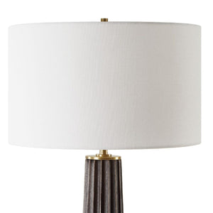   Scalloped Dark Oak Table Lamp | Oroa.com