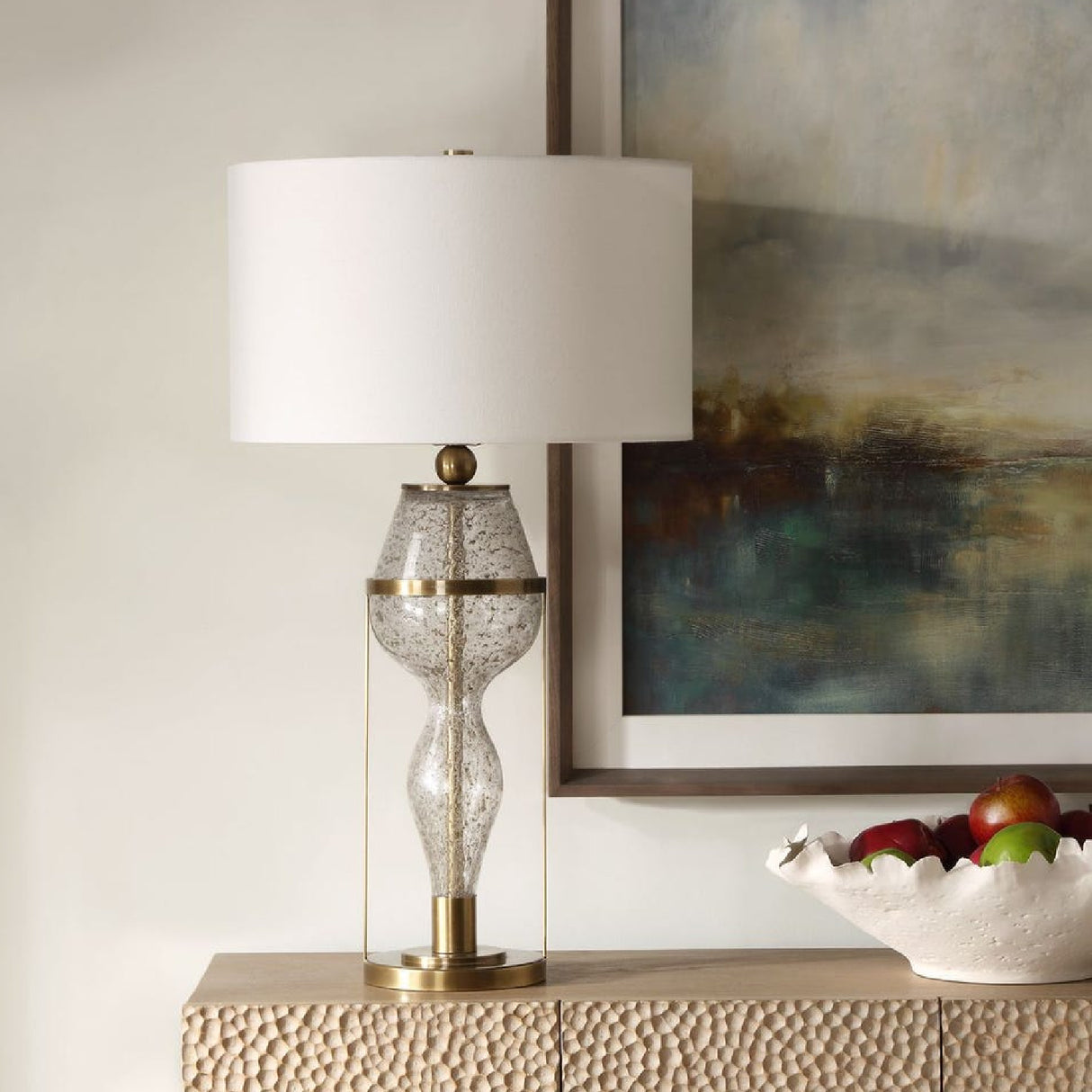   Hourglass Seeded Glass Table Lamp | Oroa.com