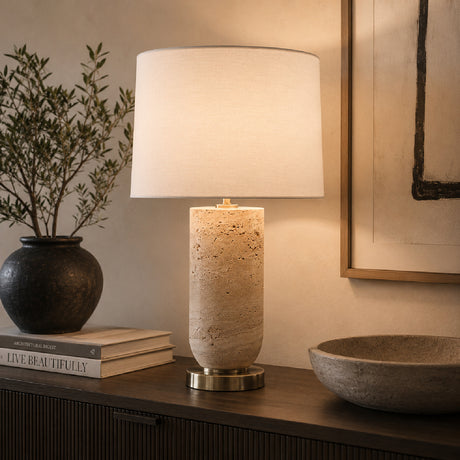   Beige Travertine Table Lamp | Oroa.com