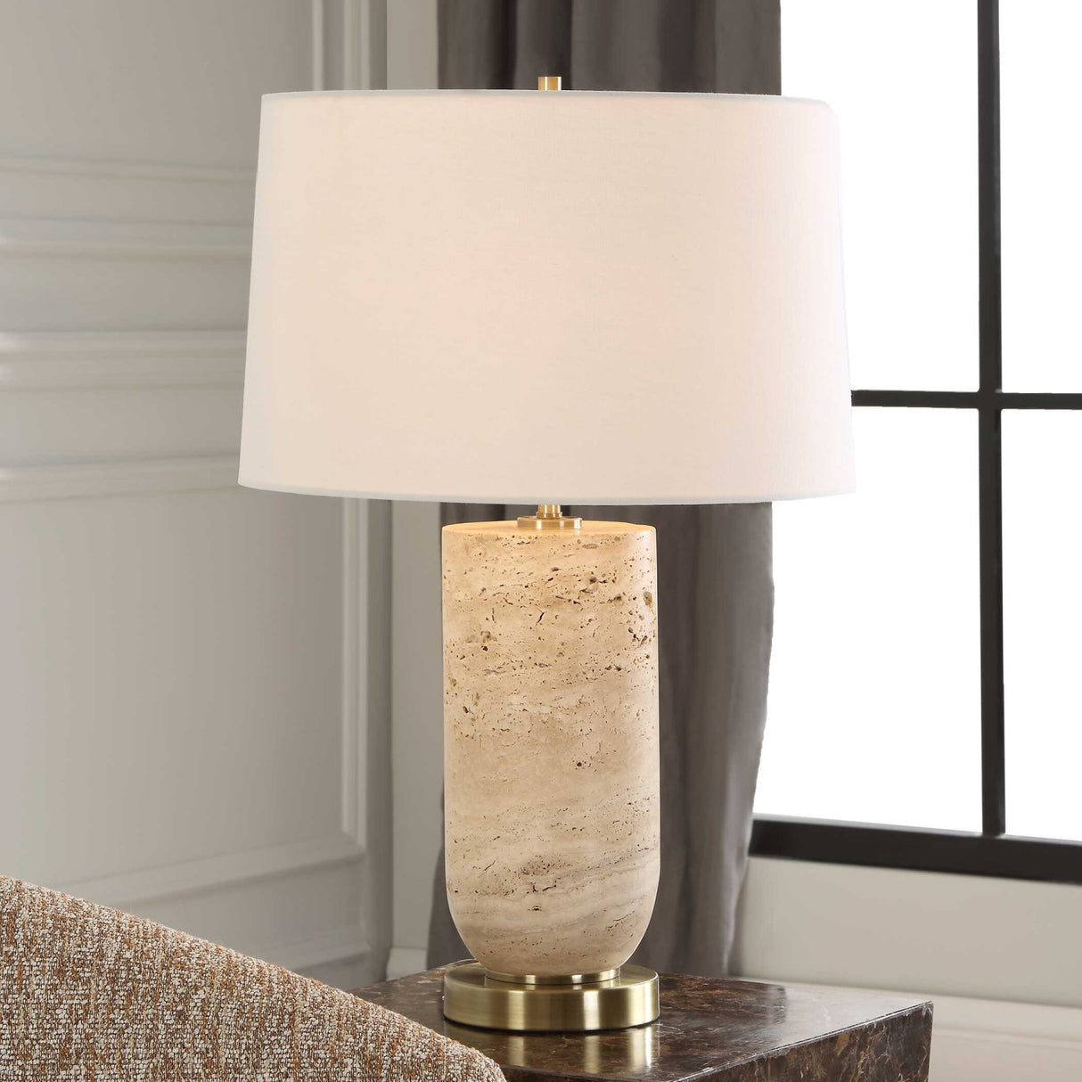   Beige Travertine Table Lamp | Oroa.com