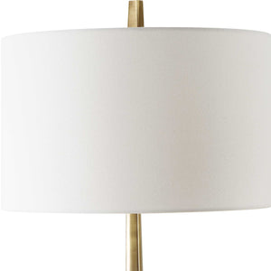   Round White Linen Table Lamp | Oroa.com